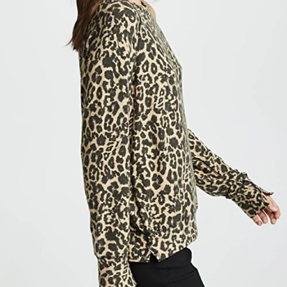 NEW LNA Leopard Cold shoulder Top Shirt size S - Picture 3 of 10